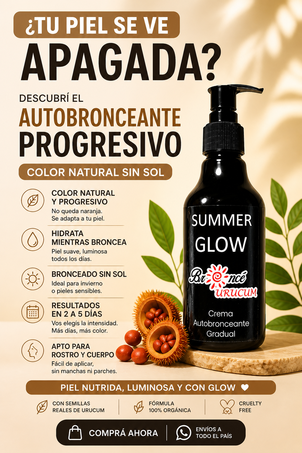 Promo DUO Autobronceante Progresivo Summer Glow con URUCUM + Exfoliante Corporal - Imagen 3